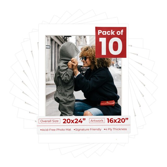 Textured White Mat Board for 20x24 Frames - Fits 16x20 Photos